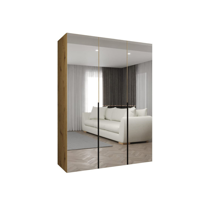 Bia 3 Door Manufactured Wood Wardrobe, Oak Artisan