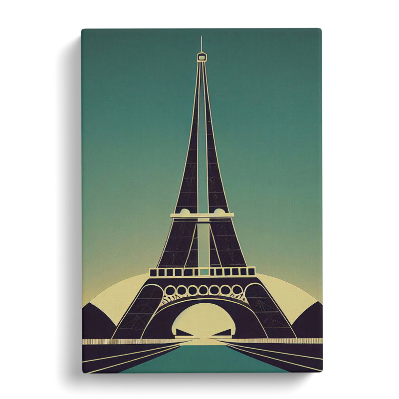 Art Deco Eiffel Tower No.4 - Wrapped Canvas Print, 50cm H x 35cm W x 3cm D