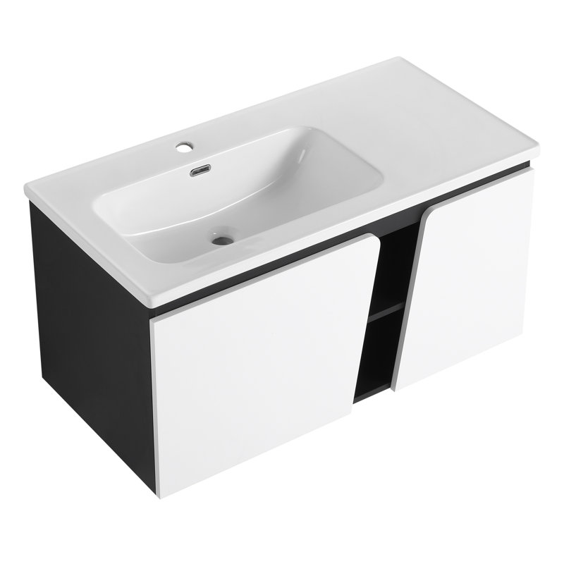 Floating Wall-Mounted Bathroom Vanity With Single Sink