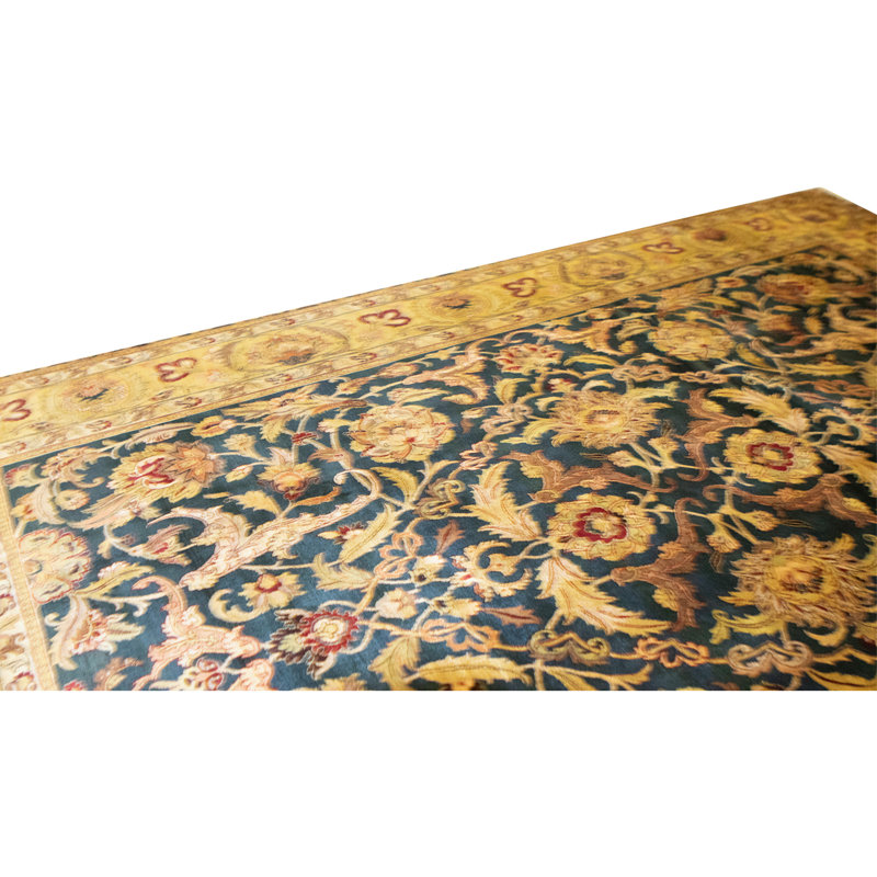 High-Quality Hand-Knotted Black And Gold Area Rug