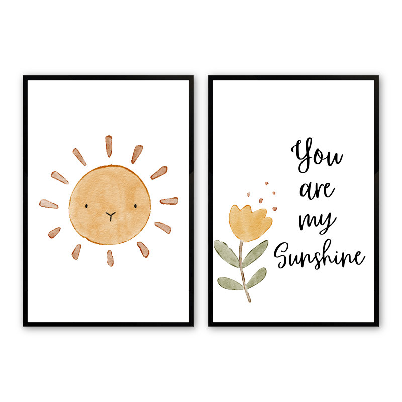 Demarien «You Are My Sunshine» 2 pièces par Lauren Thomas, H 16 po x l 20 po x P 1,25 po, Noir satiné