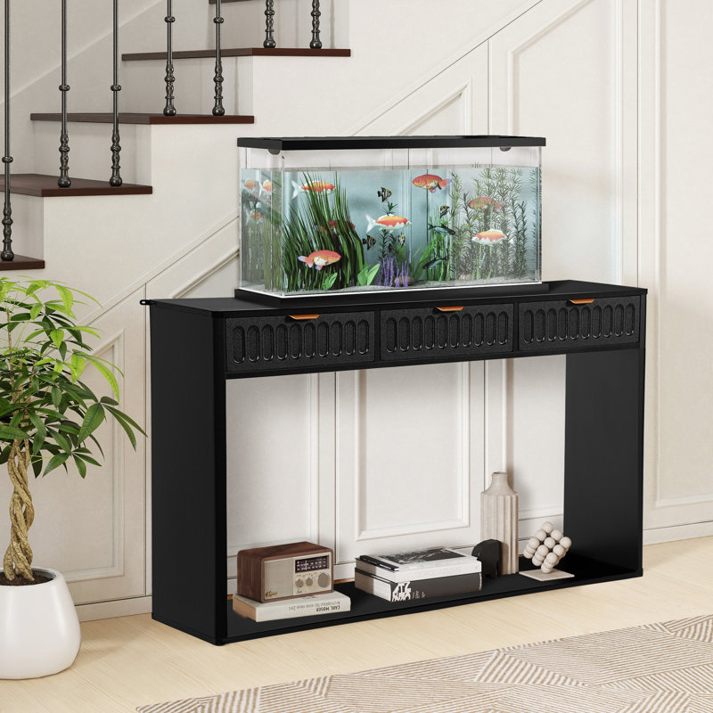 Console 51,18 po avec 3 tiroirs, Noir