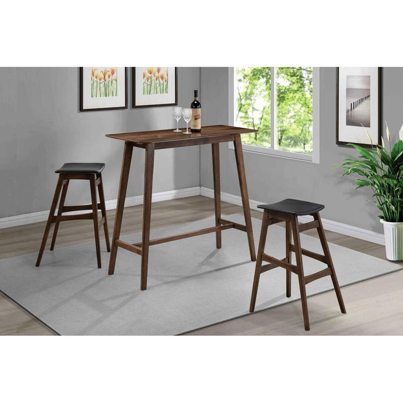 Table de bar rectangulaire en noyer brun pour un espace chaleureux et invitant