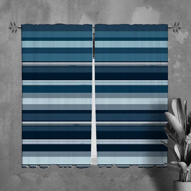 Rideaux de fenêtre horizontaux à motif bleu 7755, L 20 po x L 82 po