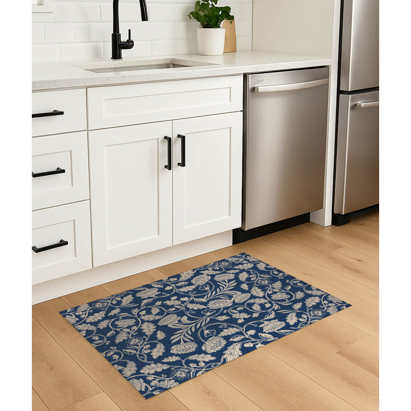 Tapis de cuisine antidérapant Autumn Vines, Marine, Rectangle 5 pi x 7 pi