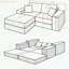 Canapé Boneless en forme de L avec repose-pieds amovible, siège profond et coussins décoratifs-991435822