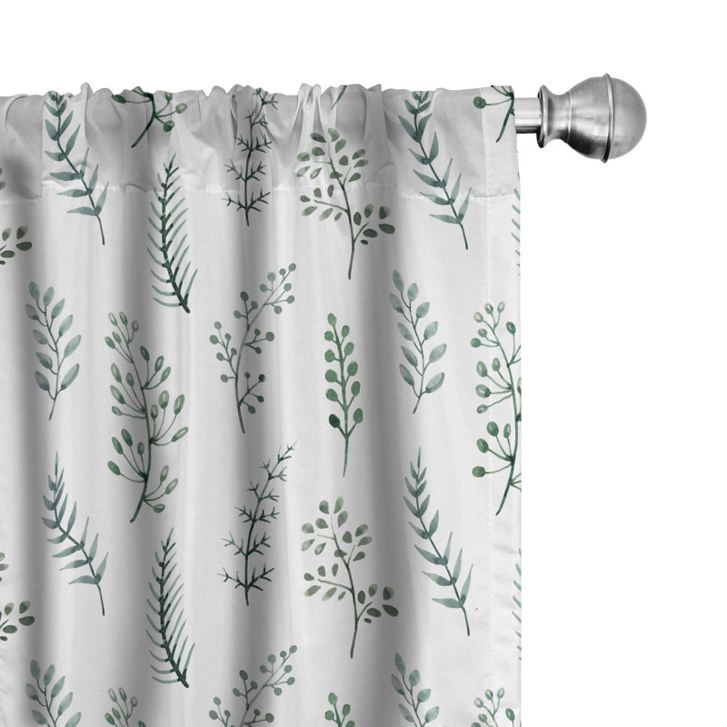 Rideaux 4 panneaux East Urban Home Nature, aquarelle, plantes, bleu sarcelle multicolore, L 56 po x L 84 po