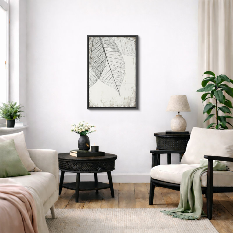 Impression sur toile encadrée Minimal Botanical, Toile avec cadre photo, H 24 po x l 16 po, Noir