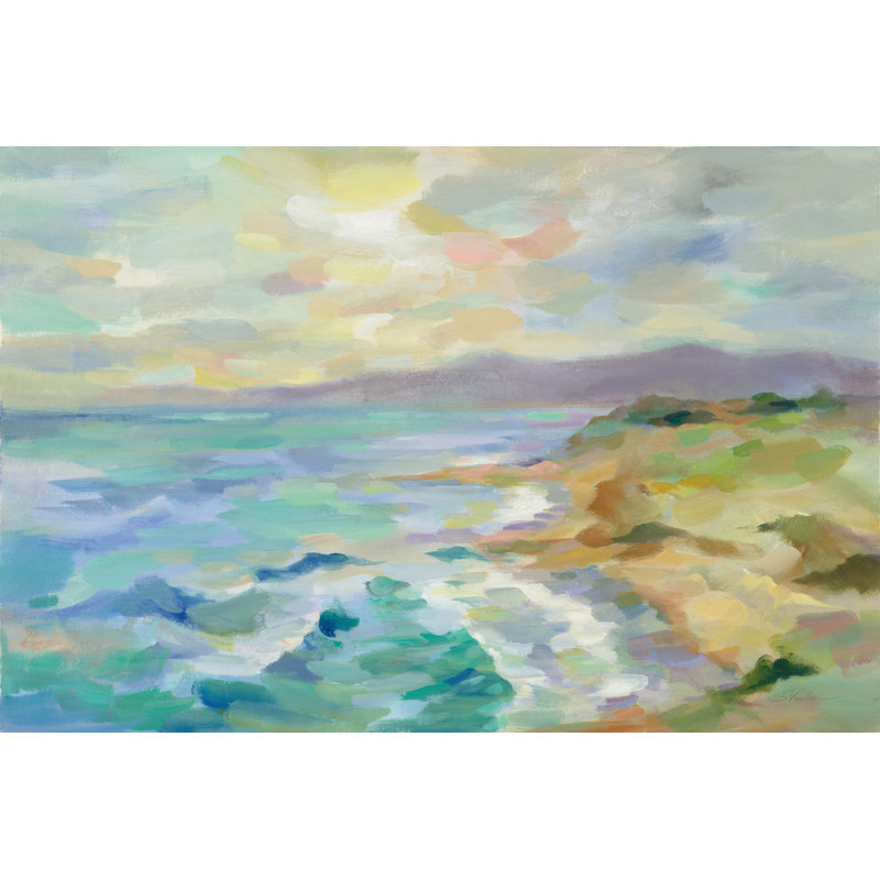 Dunes au bord de la mer par Silvia Vassileva - peinture sur toile, H 8 po x l 12 po