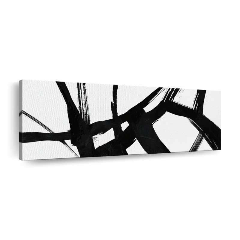Black Ink Streaks V Canvas Print, 15" H x 45" W x 1.25" D