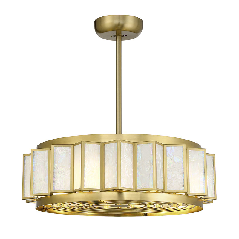 Ventilateur D'Lier 4 lumières DEL Gideon en laiton chaud