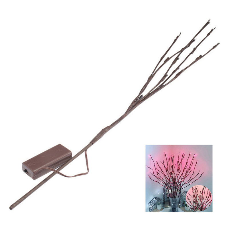 1 lumières à branches lumineuses à DEL avec 5 branches, branches de saule artificiel brun de 30 pouces avec vases de fées blanches, bâtonnets décoratifs pour la fête