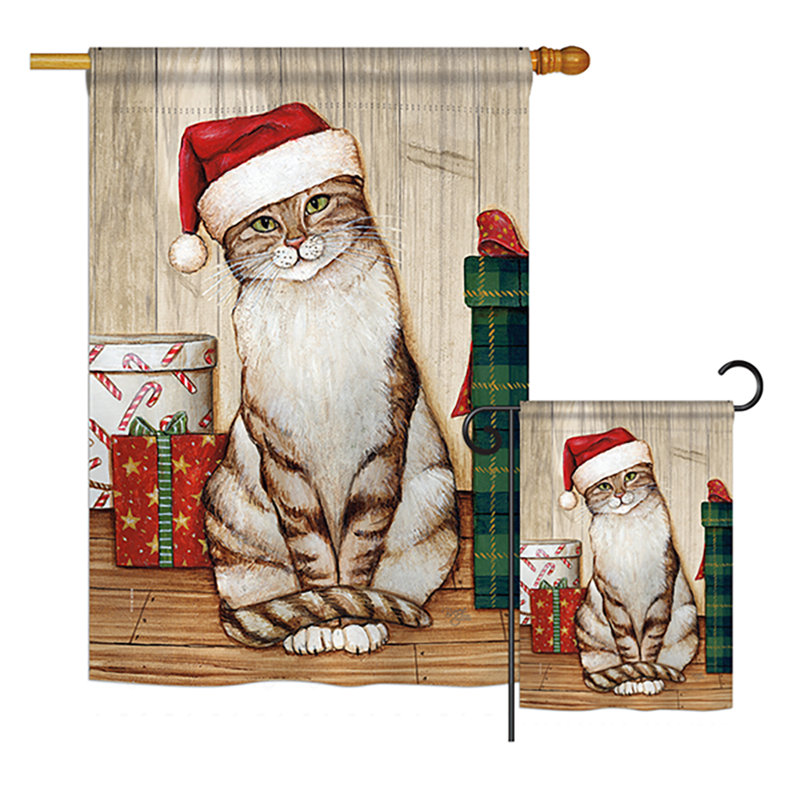 Kitty de noël winter impressions de noël 40 x 28 po ensemble de drapeau