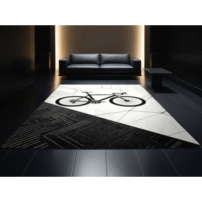 Tapis géométrique beige et moderne lavable à la machine à vélo de route Auburndale