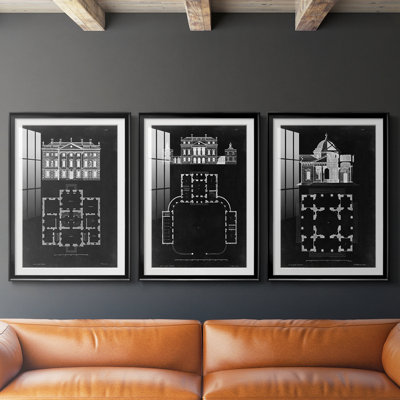 Conception graphique et plan I - impression encadrée sur mesure de qualité supérieure - 3 pièces