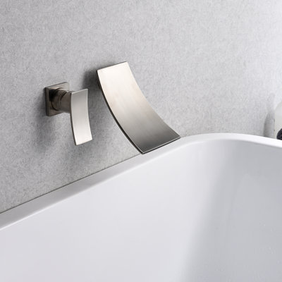 Bathtub Faucet Wall Mount, Waterfall Tub Faucet with Single Handle with Left-Handed