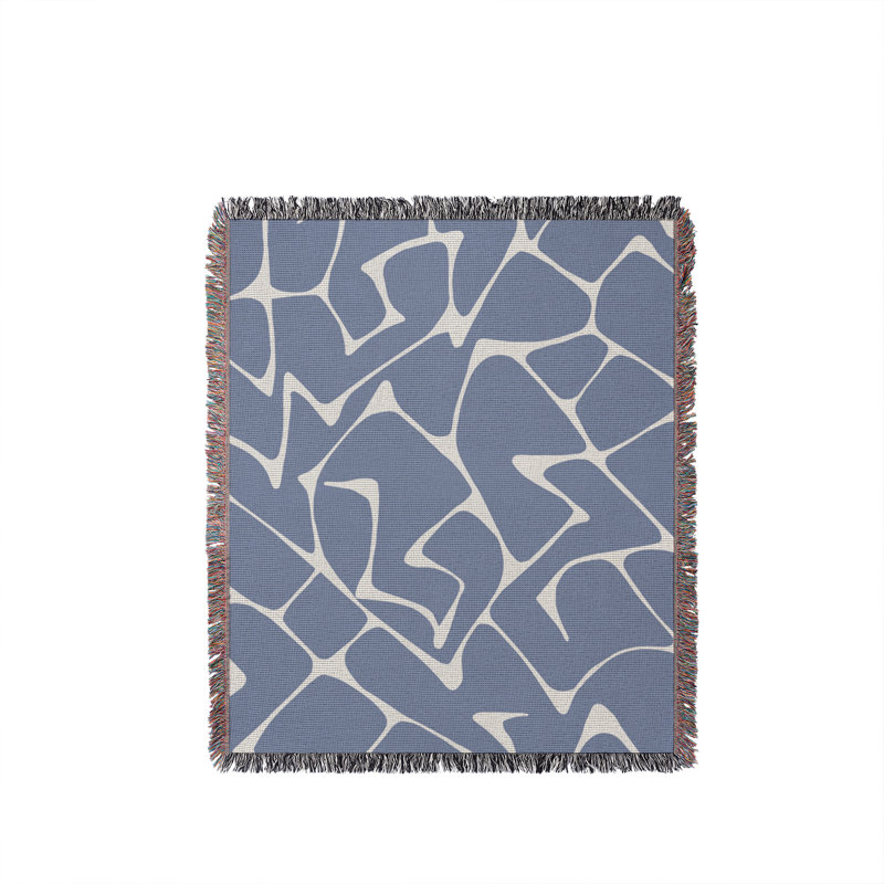 Jeté 100% coton abstrait Mola, L 80 po x l 60 po, Bleu / Beige