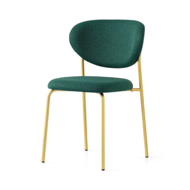 Cozy Upholstered Chair with Metal Frame, Painted Brass, Taupe