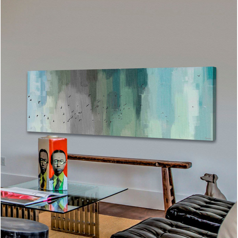 Large Abstract Blue and Gray Canvas Wall Art
