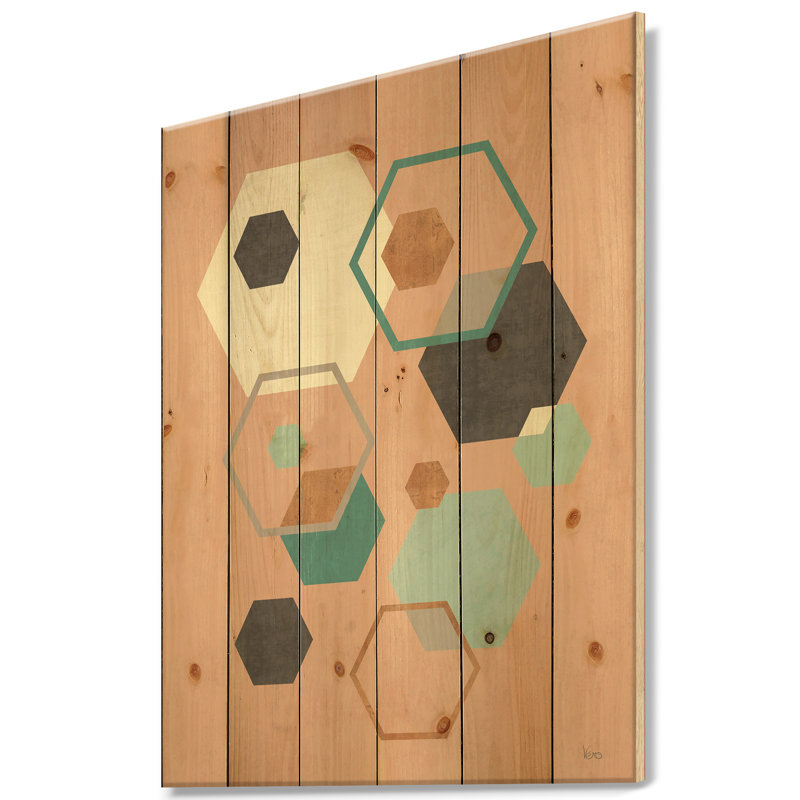 « geometric hexagonales ii », impression sur bois, H 32 po x l 24 po x P 1 po