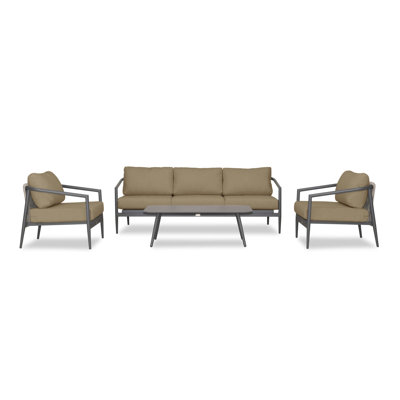 Delaine Metal 5 - Person Seating Group with Sunbrella Cushions -  Joss & Main, OLIO-SL-PG-SET135-HB