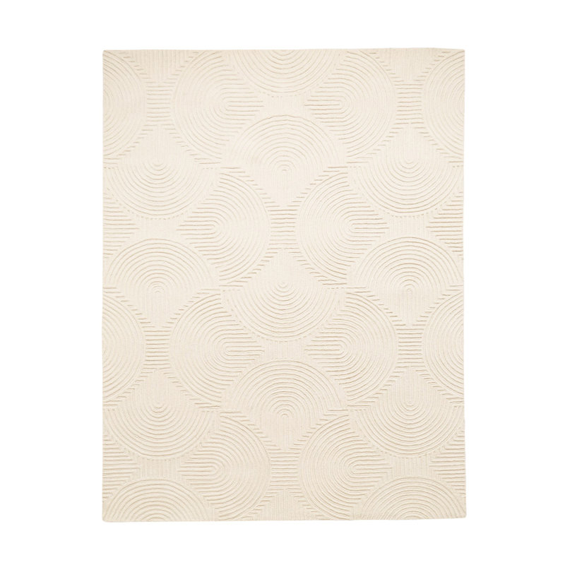 Ivory Hand-Tufted Wool 6' x 9' Rectangular Rug
