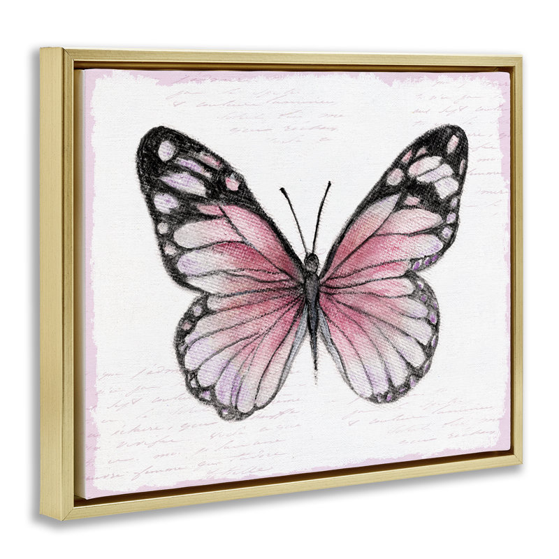 Pink Monarch Butterfly, Luster Gray Floater Frame, 25" H x 31" W