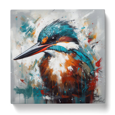Kingfisher Expressionism - Wrapped Canvas - Framed Print