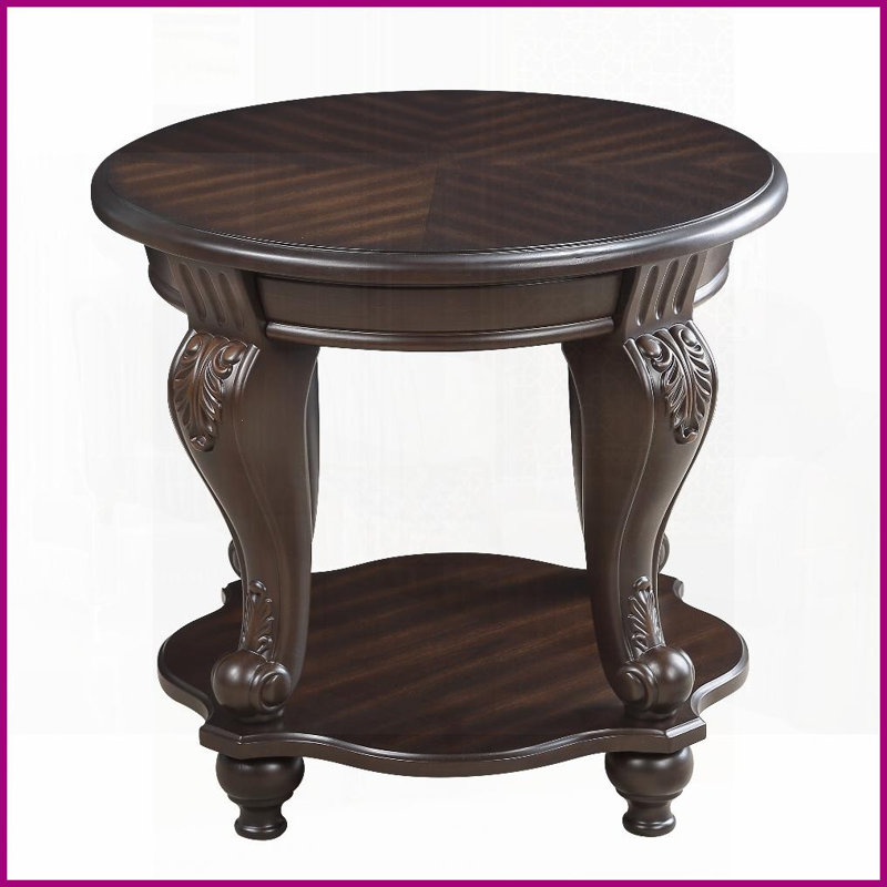 Table basse ronde de 22 po à deux tons pour le salon, pieds en bois d'hévéa massif, tablette résistante à la chaleur, assemblage facile