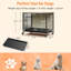 Wooden Dog Crate Furniture End Table with 360° Lockable Wheels, Double Doors, Removable Tray & 3 Hooks, 69×51×60cm, 32KG Top Load Capacity, Pine-2011557147