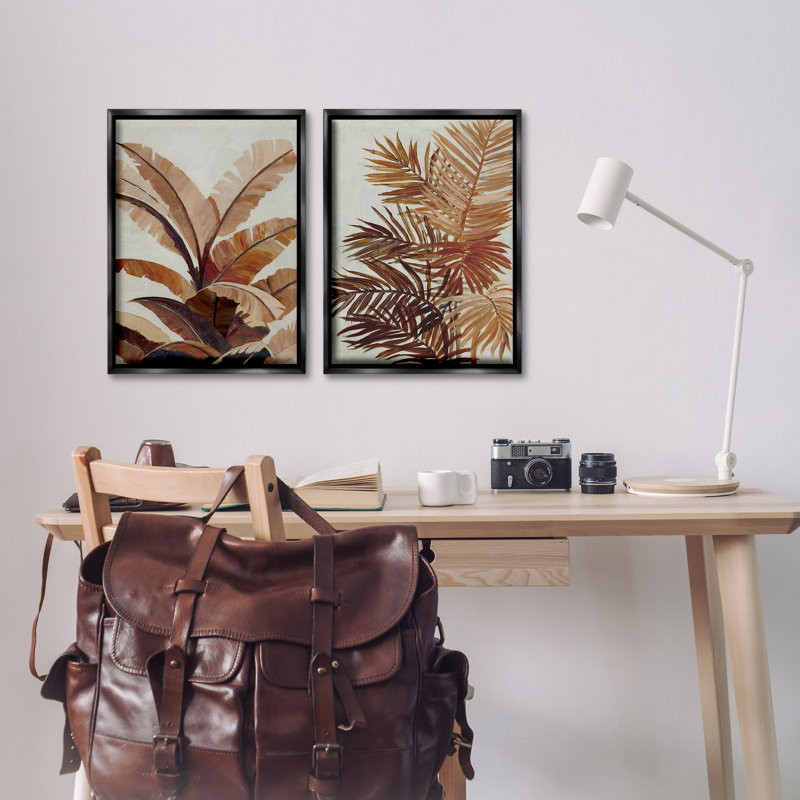  «Tropical Palm Plants», ensemble de 2 toiles flottantes encadrées par Jacob Q, Cadre flottant noir de jais