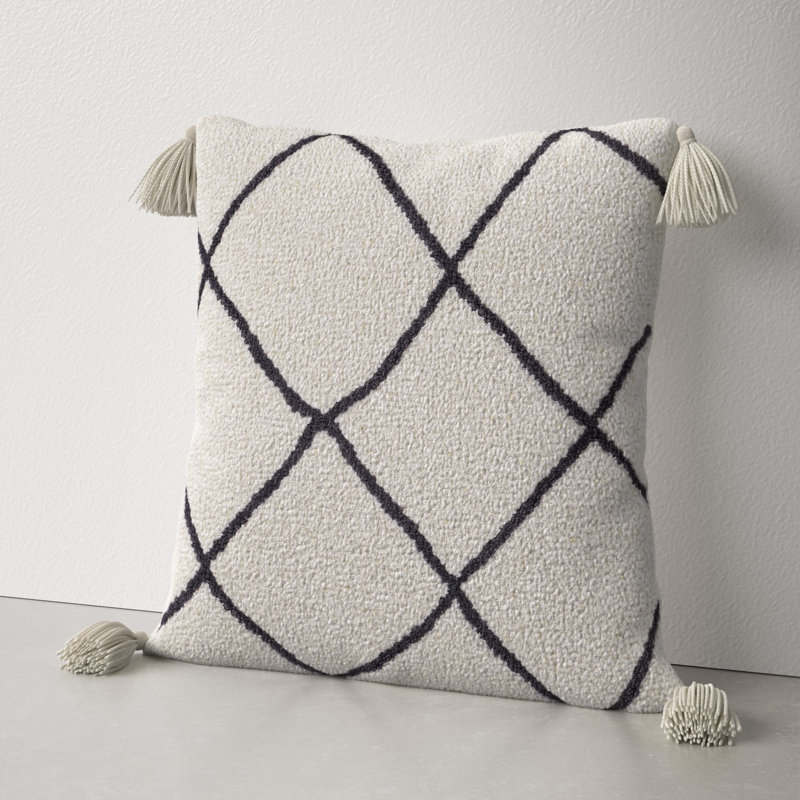 Saveria Tassels Throw Pillow, Poly Fill, 20" x 20"