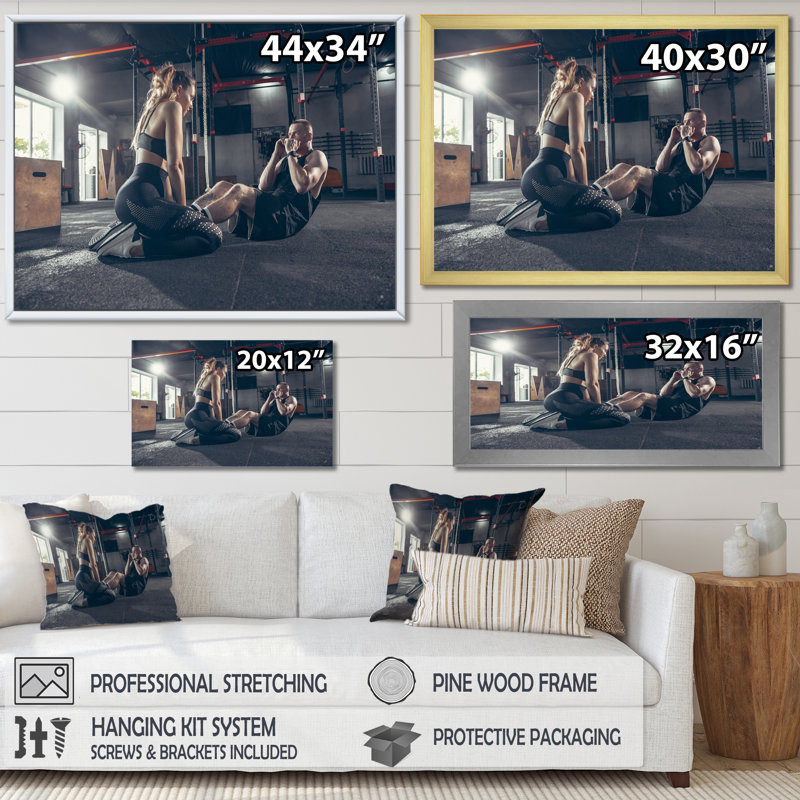 " Couple Training I ", Gold Picture Framed, 16" H x 32" W x 1" D