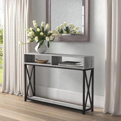 Metal X Frame Console Table with Open Shelves