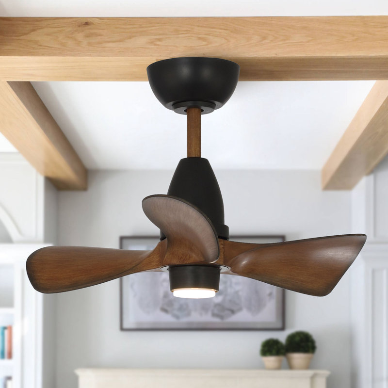 Edgebrooke 28'' Ceiling Fan with LED Lights, Black with Brown Blades