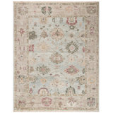 Oriental Hand-Knotted Wool Light Blue / Sage Area Rug