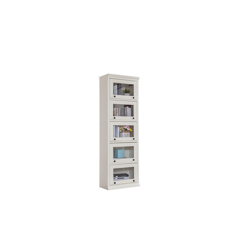 Solid wood flip door dustproof bookcase, (5 Shelves) 76.38"H x 23.62"W x 12.99"D