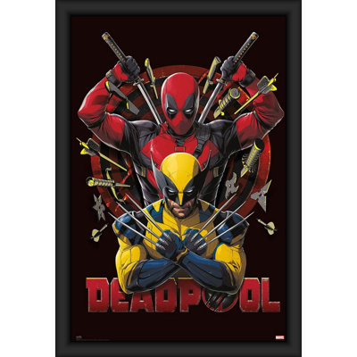 Deadpool Wolverine - Weapons Framed Art Poster - 24 x 36 Inch - Wood Frame with Plexi Glass