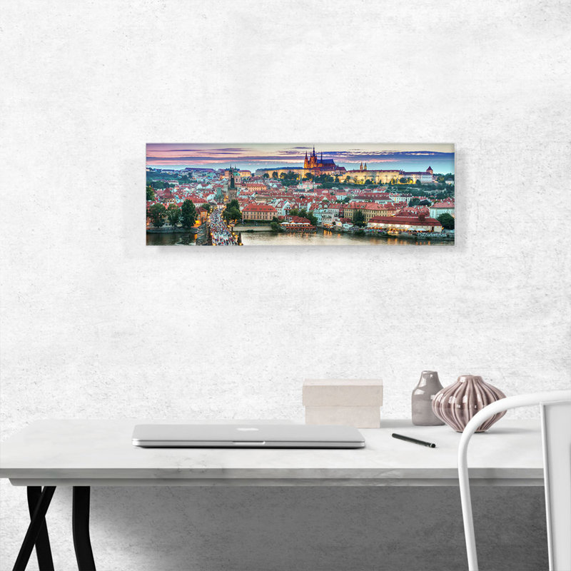 Pont Charles - Prague, République Tchéque, reproduction de photo panoramique sur toile tendue, H 12 po x l 36 po x P 0,75 po