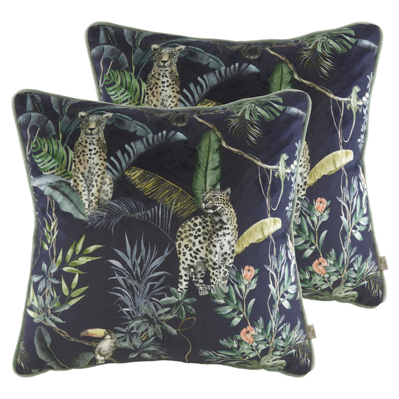 Square Throw Cushion, Petrol, Feathers