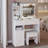 37" Left Drawer Desktop Vanity Table + Cushioned Stool, 2 Ac+2 Usb Socket, Hair Dryer Stand, Large Touch Control Led Sliding Mirror, 3-Color Switch Makeup Dressing Set-1829445563