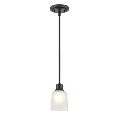 Amberle 1 Light Matte Black Pendant with White Glass