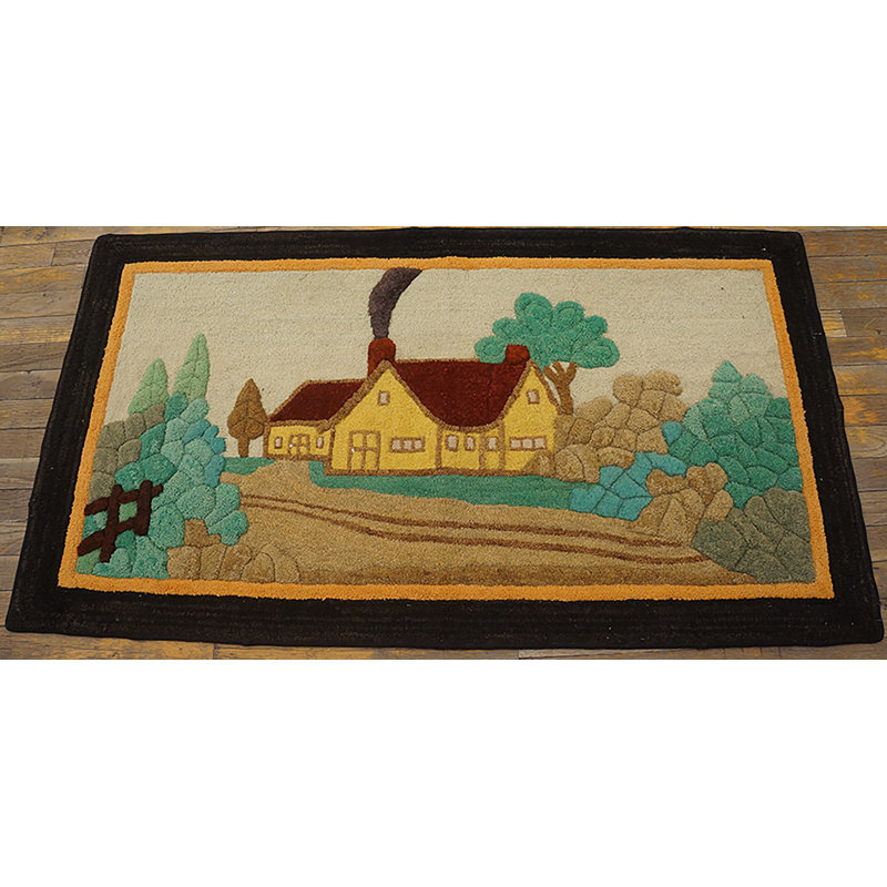 Tapis crocheté Antique Artistic American Folk Art