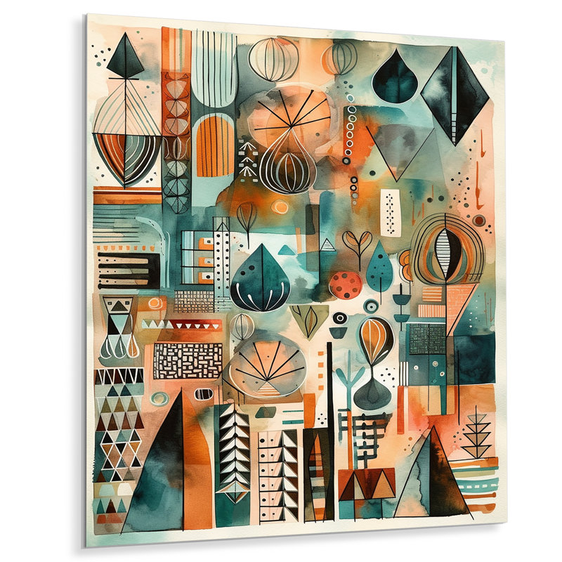 «Green and Orange Abstracted Vistas», impression sans cadre sur métal, H 20 po x l 12 po x P 1 po