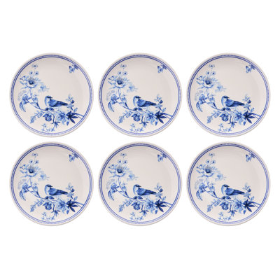 Elegant Service Plate Set (6 Pieces), Blue & White Ceramic, 10.0 x 10.0 x 1.0 inches | 100% Dishwasher & Microwave Safe | Perfect for Entertaining & Everyday Use, Durable and Stylish Design