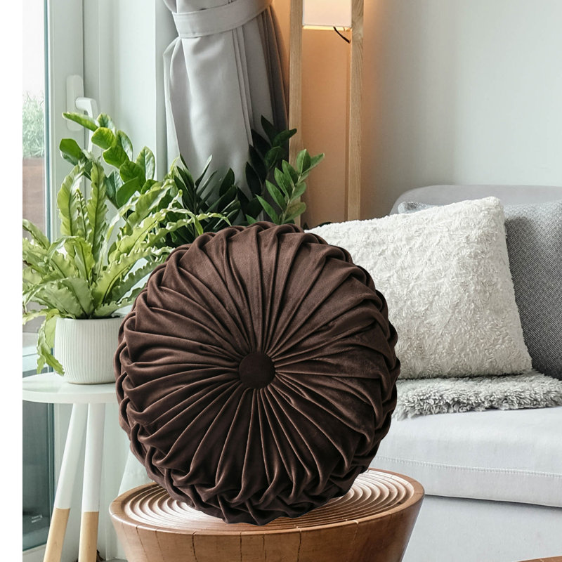 Lanajah Round Pillow Cover & Insert, Coffee