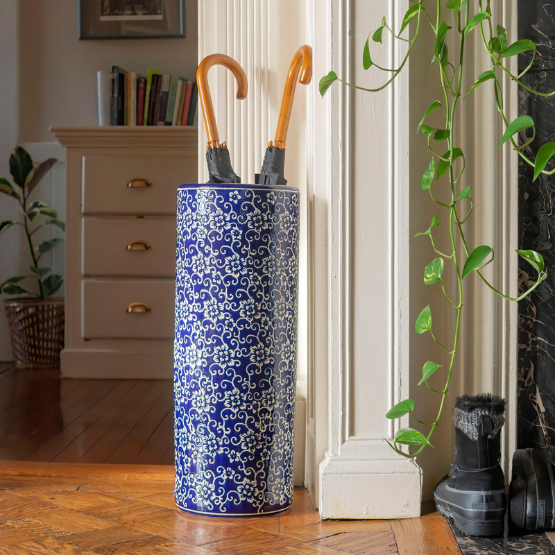 Astou Colorful Modern Umbrella Stand, Blue Floral