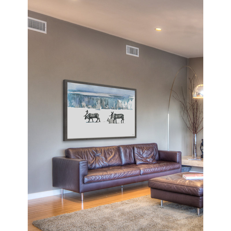 Caribou Trek 1 Piece Single Picture Frame Painting, 30cm H x 45cm W