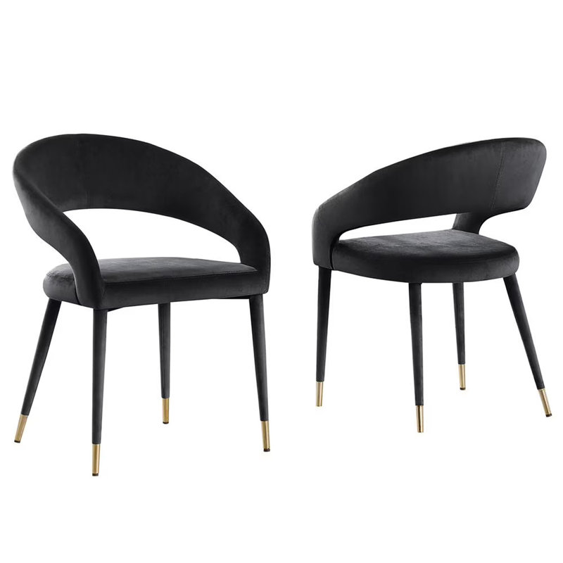 Ensemble de 2 chaises de salle à manger Modern Velvet, Black