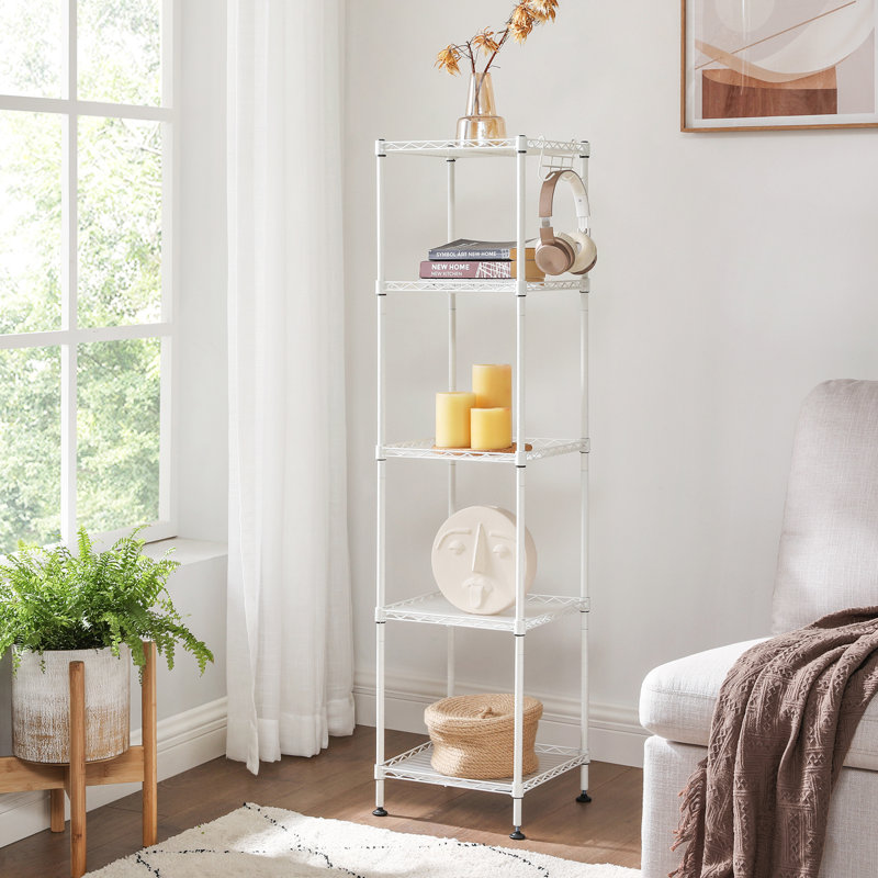 Amaud 30cm W Metal Height -Adjustable Shelving Unit, White
